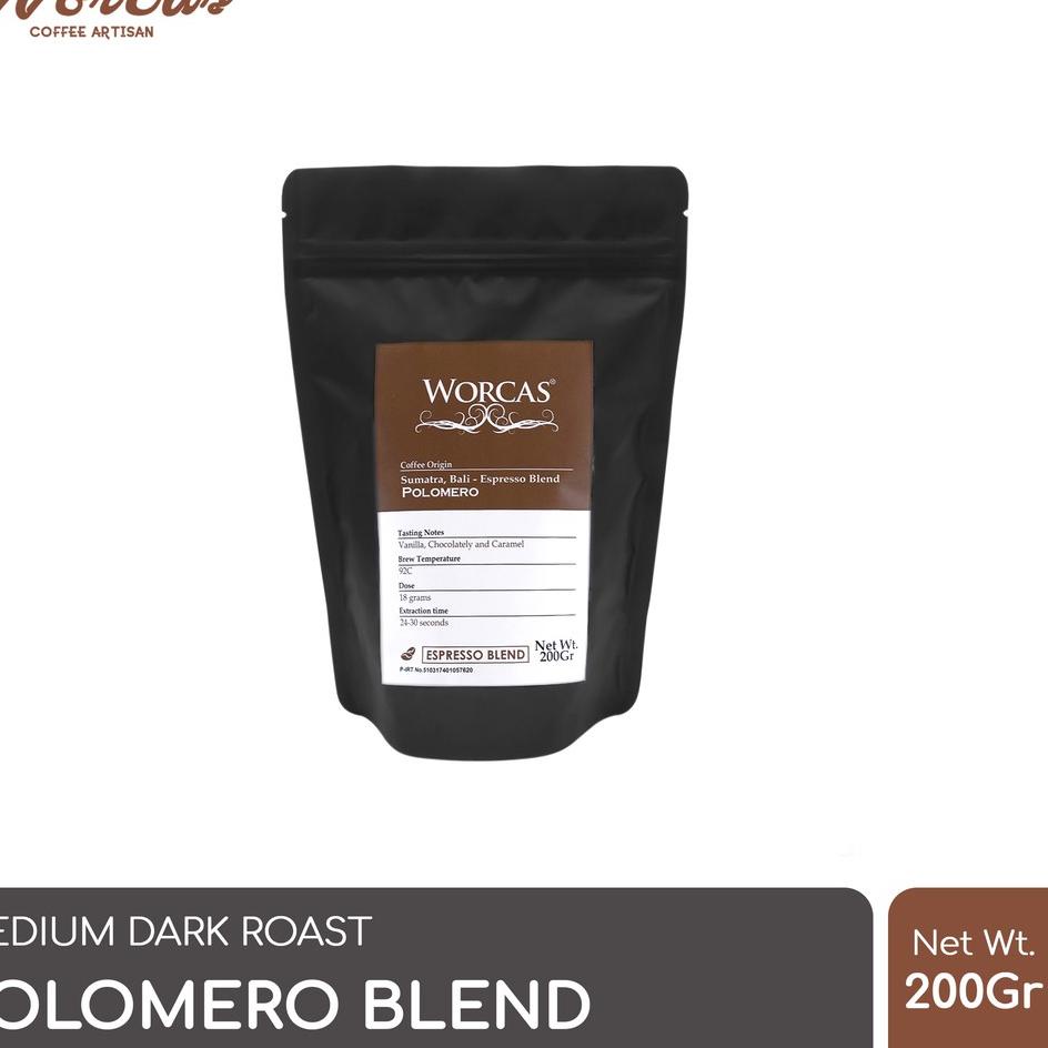 

♘ WORCAS Kopi Polomero Espresso Blend 200 Gram | Es Kopi Susu Blend ✦