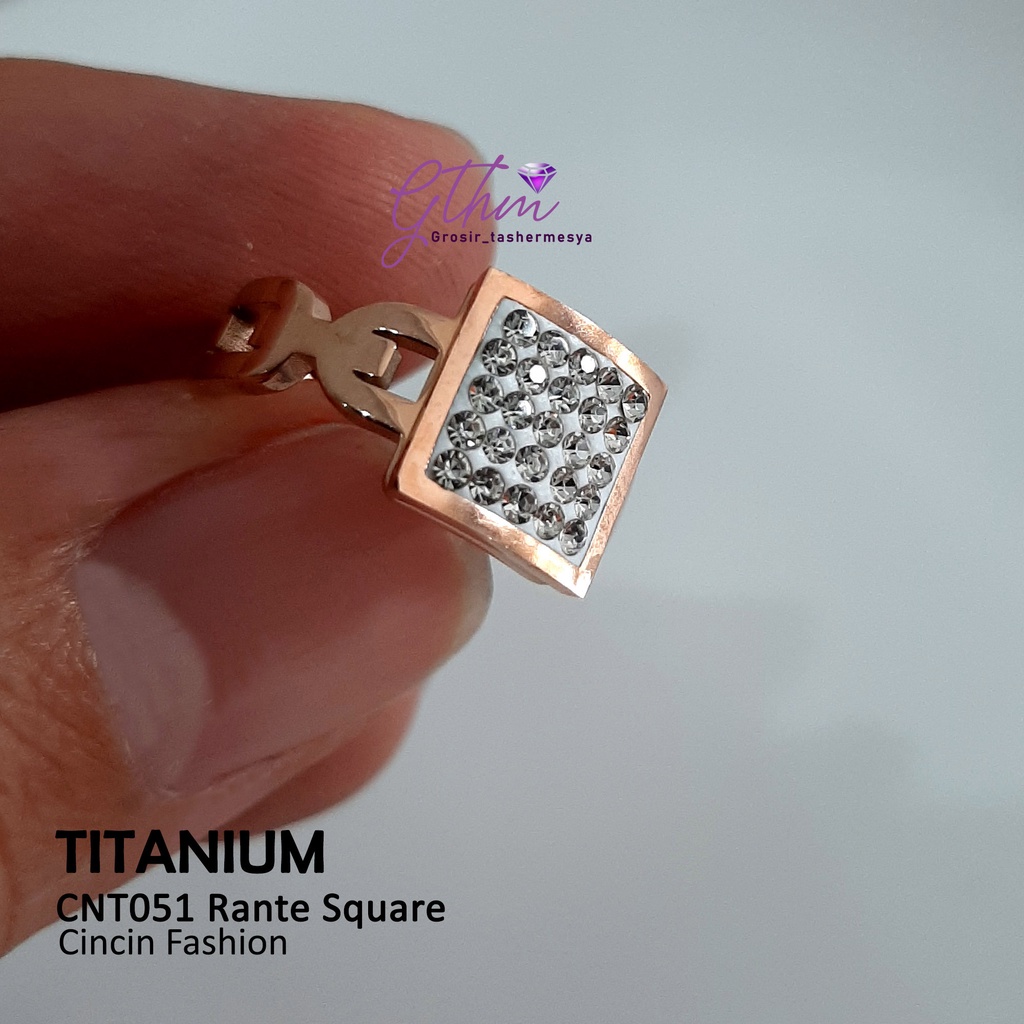 Cincin Titanium Plat mata Kotak Mewah Anti Karat cnt051