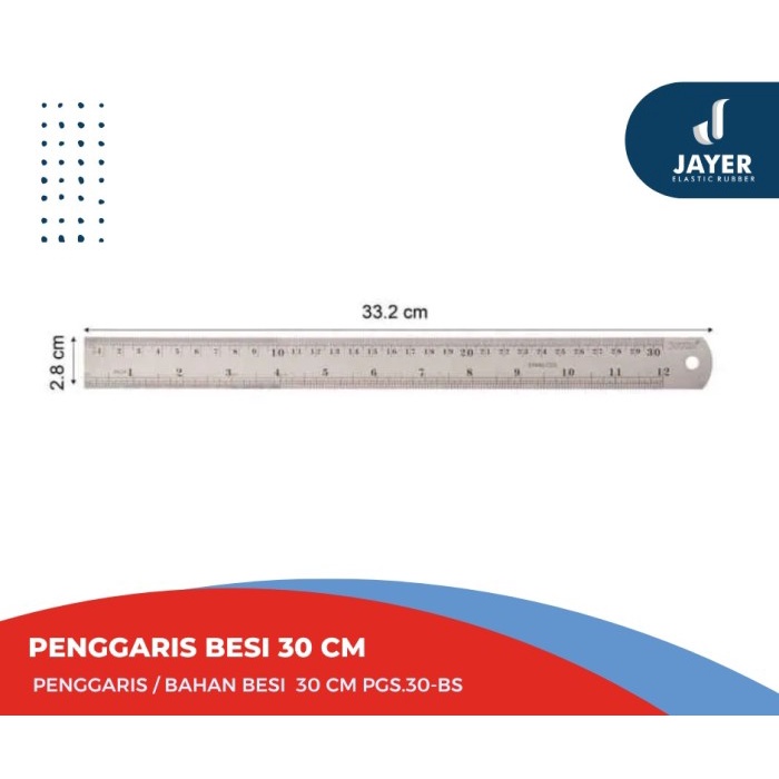 Penggaris besi 30cm tebal / Penggaris bahan besi 30cm