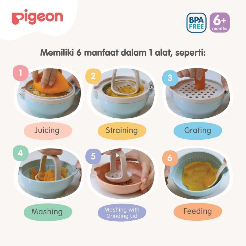 PIGEON Home Baby Food Maker - Alat MPASI - Pembuat Makanan Bayi - Grater Parutan Strainer Saringan Masher Ulekan