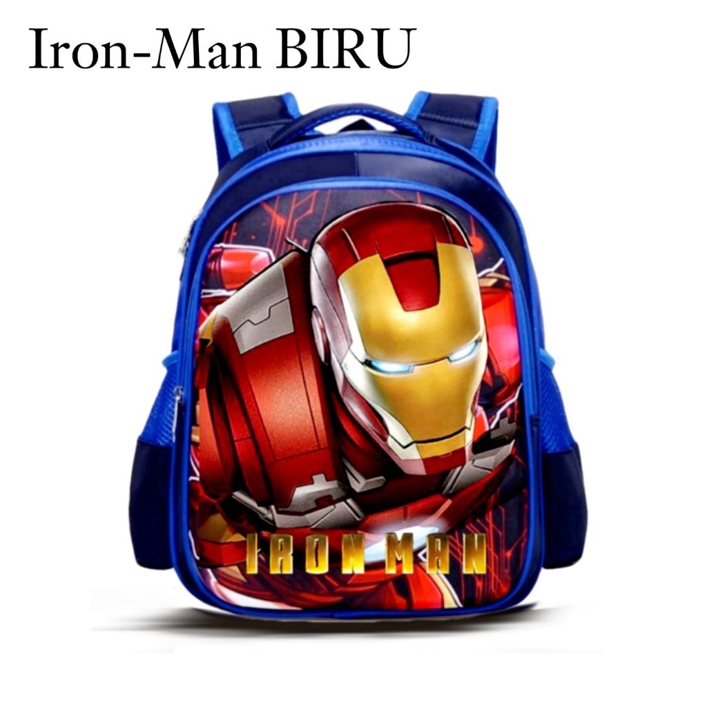 TERBARU RANSEL ANAK IRONMAN UKURAN 38X13X26 CM - TAS SEKOLAH TK-SD RANSEL ANAK LAKI-LAKI KARAKTER TAS MARVEL SUPERHERO IMPORT 3D EMBOSS BAHAN DINIR 300