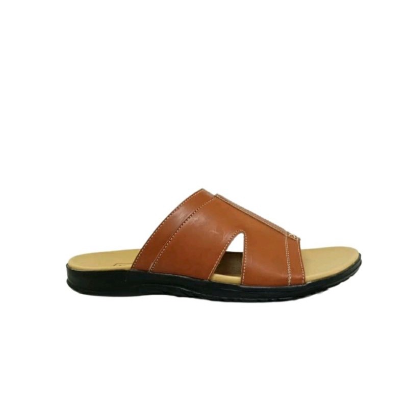 Sandal Kulit Pria 38-44 Sendal Slop Bapak2 Anti Slip JUMBO Sendal Lebaran Kekinian Terbaru Super Empuk Tane, 42