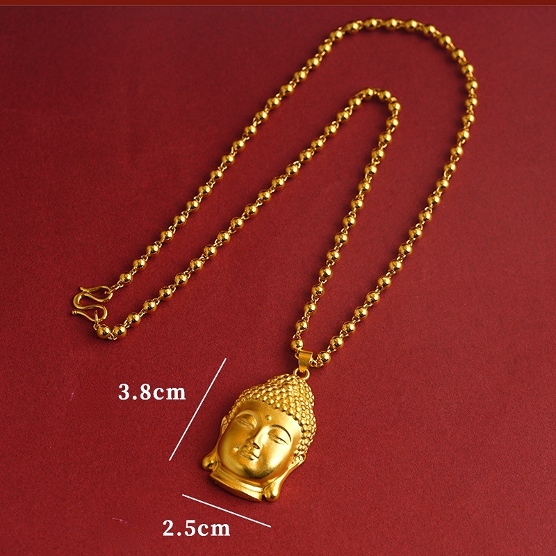 Goldkingdom Fashion Perhiasan 24 K Bangkok Aksesoris Ready Stock Gaya Cina Baru Maitreya Buddha Liontin Hitam Dikepang Tali Kalung Buddha Kepala Liontin