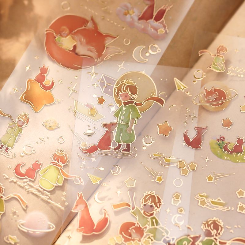 3lembar Stiker Seri Bronzing The Little Prince Pack Student Diary Deco DIY Stickers