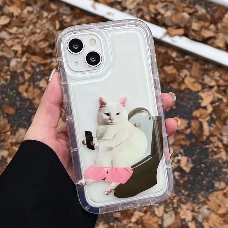 IPHONE Lembut Casing Ponsel Transparan Kompatibel Untuk Iphone14 13 11 12 Pro XS Max X XR 7 8 Plus Casing TPU Silikon Kucing Lucu Shockproof Cover