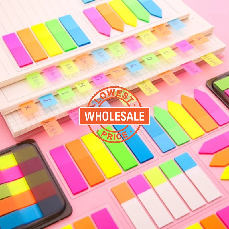 [Harga Grosir] 5warna Colorful Index Stiker Loose-leaf Notes Index Stiker PET Sticky Notes Siswa Alat Tulis Kantor Perlengkapan Sekolah