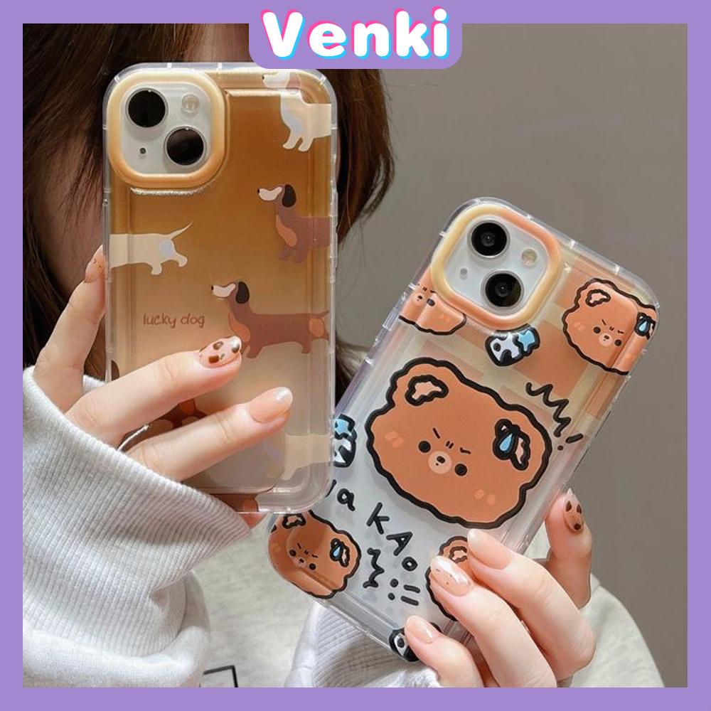 Case For iPhone 14 Pro Max Soft TPU Clear Jelly Airbag Case Cute Cartoon Bear and Puppy Camera Protection Shockproof For iPhone 14 13 12 11 Plus Pro Max 7 Plus X XR