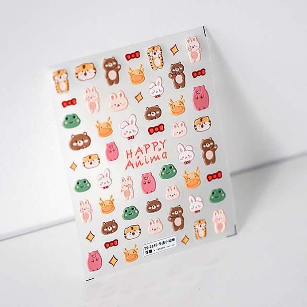 Mxbeauty Kartun Stiker Kuku Wanita Perekat Diri Hewan Bulan Manikur Aksesoris Keju Beruang Stiker Kuku