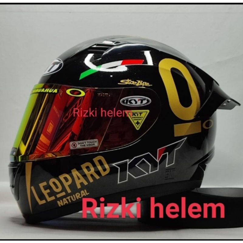 Helm  KYT R-10 paket ganteng leopard (garatis kaca ori)
