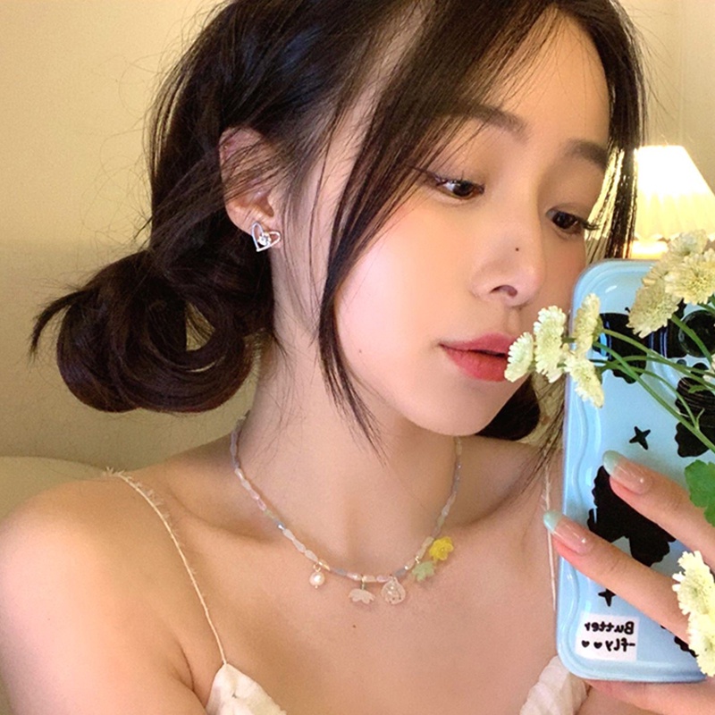 Giwang Telinga Anting Zircon Hati Lembut Musim Dingin Lovely Girls Untuk Gadis Manis