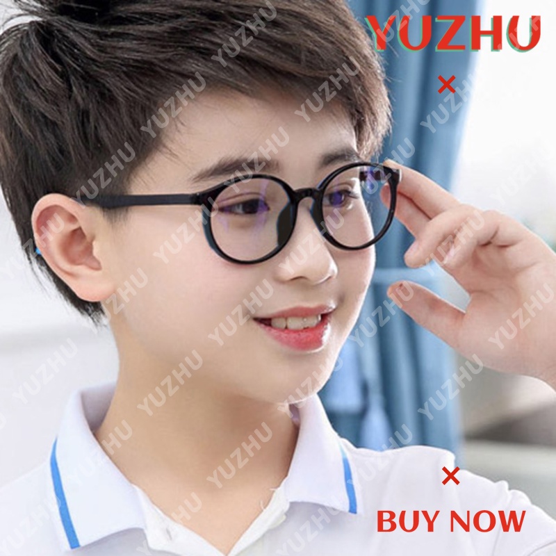 (YUZHU) Mode Baru Bingkai Bulat Anti Cahaya Biru Anak Kacamata Vintage Fashion Candy Color Anti Radiasi Eyeglasses