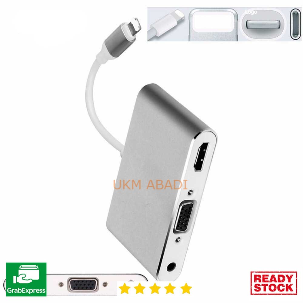 Adaptor Converter Lightning to HDMI VGA with Audio Port 1Phone Macb00k Apel 7585C