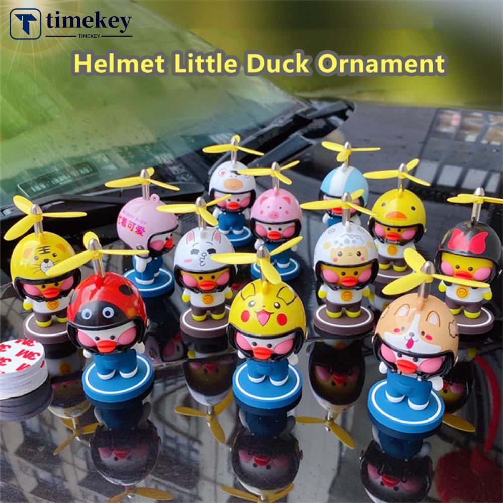 Timekey Bebek Kecil Yang Lucu Dengan Helm Baling-Baling Airscrew Hiasan Mobil Angin Patah Wind-Break Mainan Motor Riding Dekorasi Bersepeda Dekor P3S5