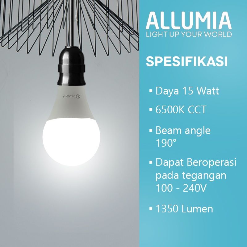 ALLUMIA Bulb Lampu LED 15 Watt Putih 6500K Led Light Bulb Bohlam Led A32
