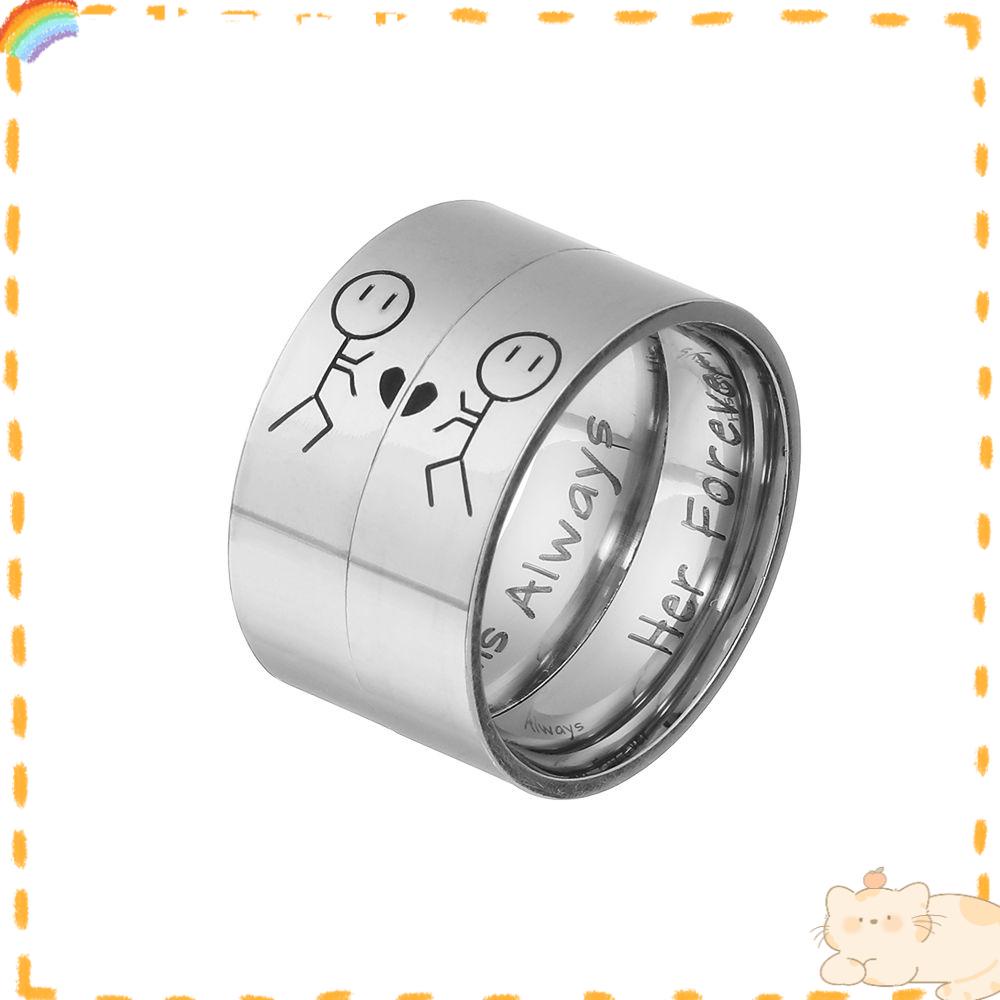 Solighter 1PC Lovers Ring Fashion Tunangan Pernikahan Band Aksesoris Pasangan