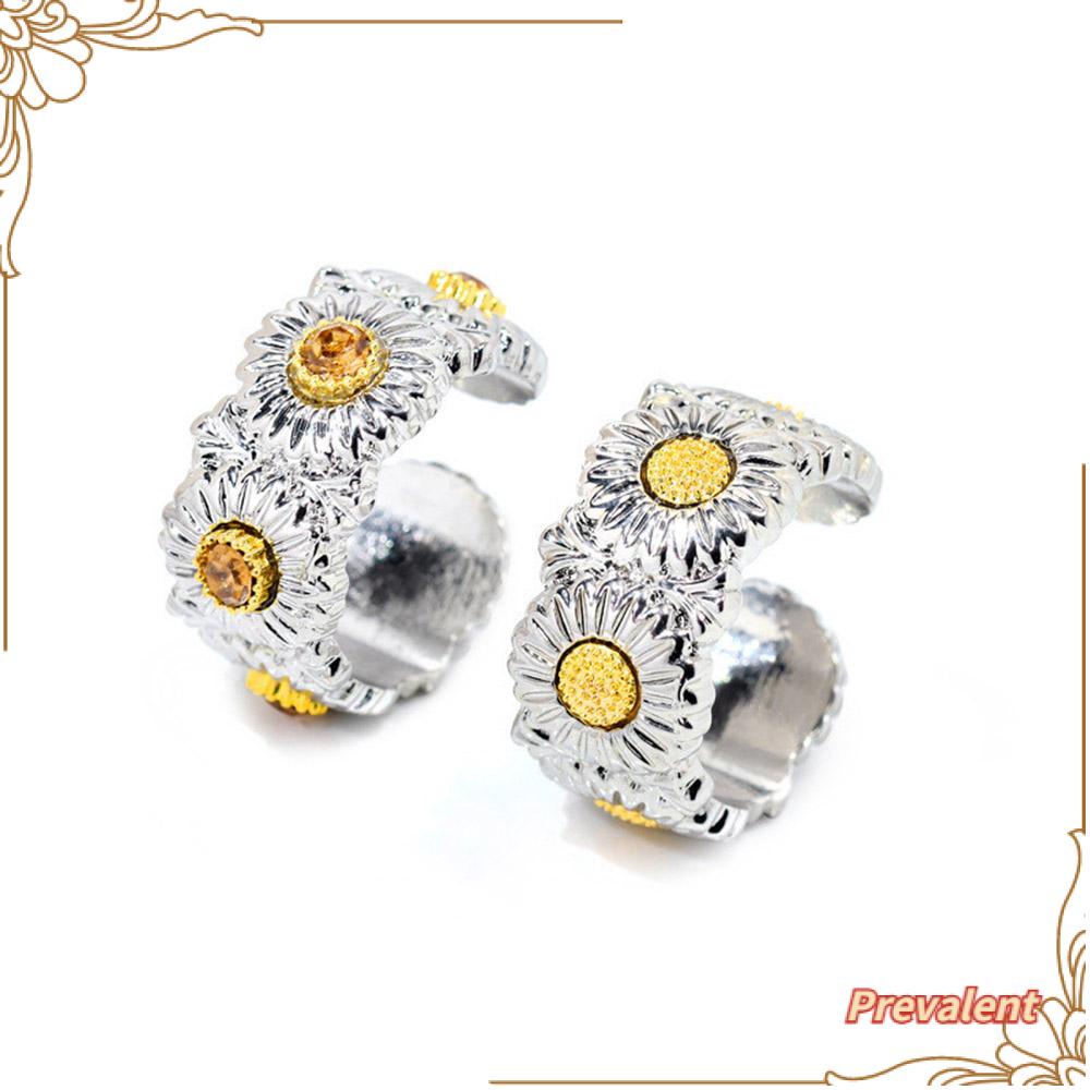 Preva Daisy Rings Vintage Adjustable Open Fashion Jewelry Hip Hop Bunga Cincin