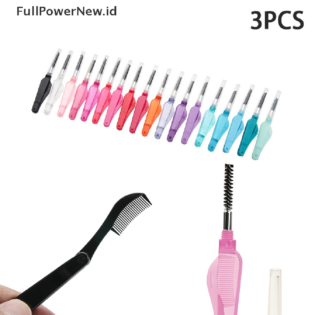 Power 3PCs Kepala Ganda Lipat Alis Bulu Mata Rambut Sikat Alis Mata Sisir Logam ID