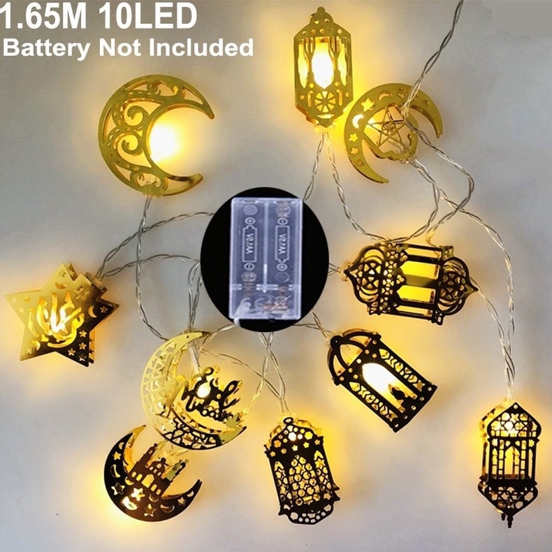 【COD】 10 LED Lampu Hiasan Lebaran Idul Fitri Dekorasi Muslim Islamic Ramadhan Lampu Dekor Pajangan Lampu Dekor Muslim