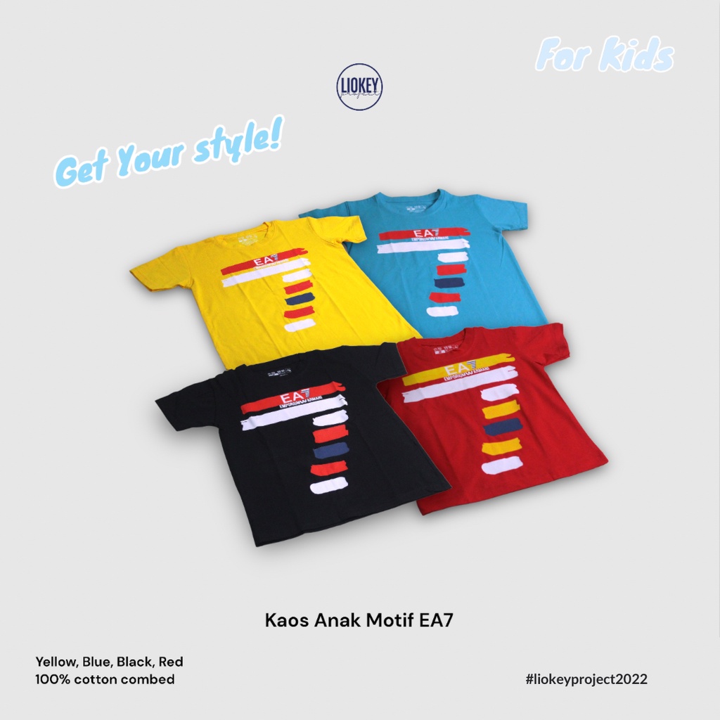 LIOKEY Boys Kaos Anak Import Motif EA7