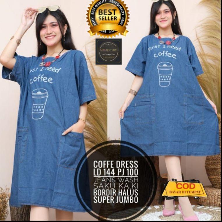 Tren Terbaru dress jeans wanita /dress jeans jumbo/dress levis/dress jumbo bsize/daster jeans/daster