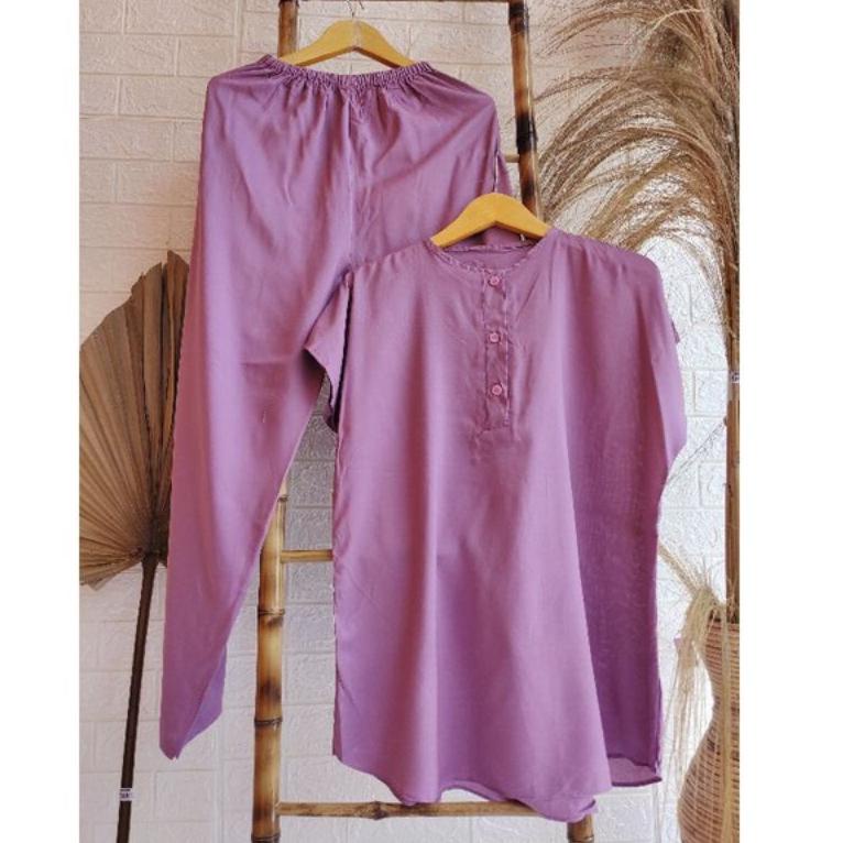 Terbaru set piyama wanita secel rayon polos pendek panjang set rayon