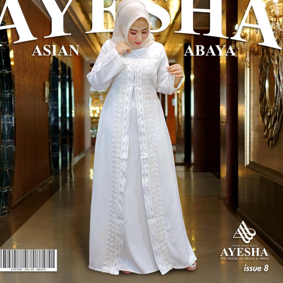 Murah Banget [ AYESHA ] Gamis Putih Wanita Abaya Turkey Baju Gamis Terbaru Abaya Putih Turkey Mewah 
