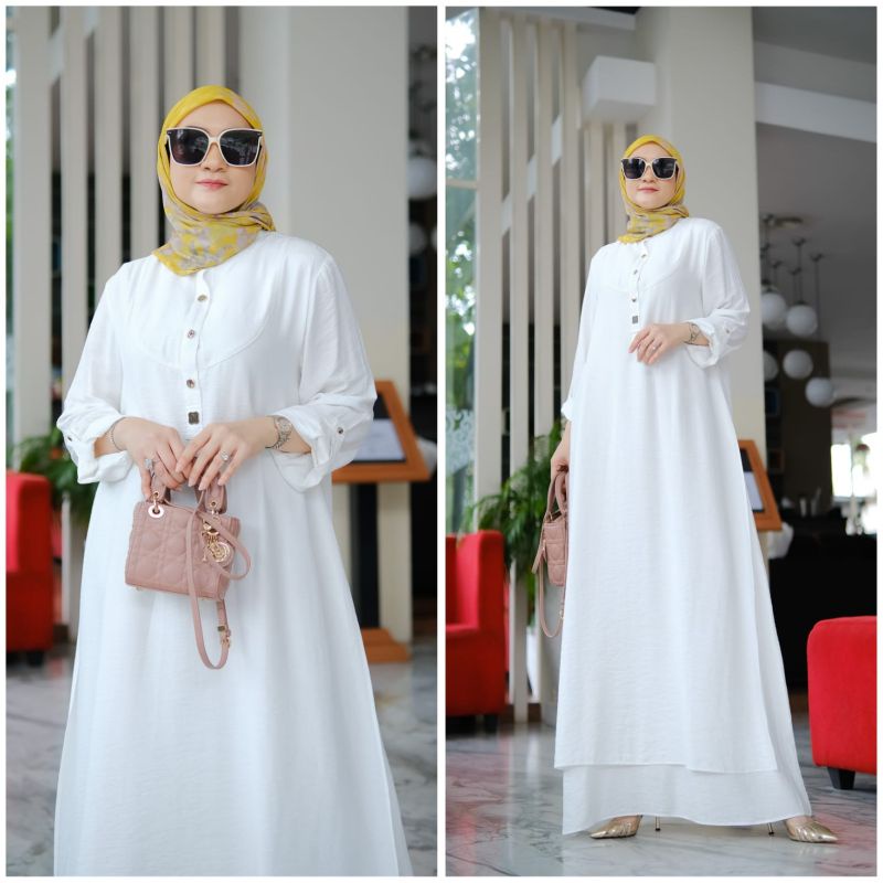 Hasna dress original FM store gamis umroh putih gamis lebaran
