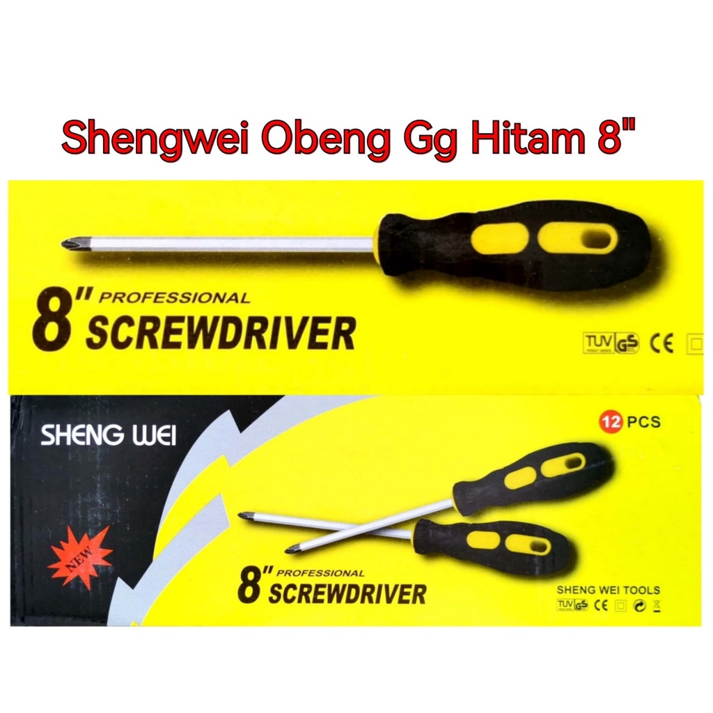 Shengwei Obeng Kembang Plus + Gagang Karet Hitam 4 / 8 / 12 inch