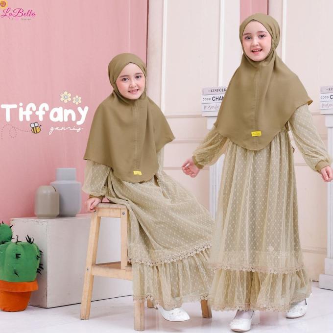Gamis Anak terbaru Labella Tiffany Sage Cream & Mocca Dusty Purple