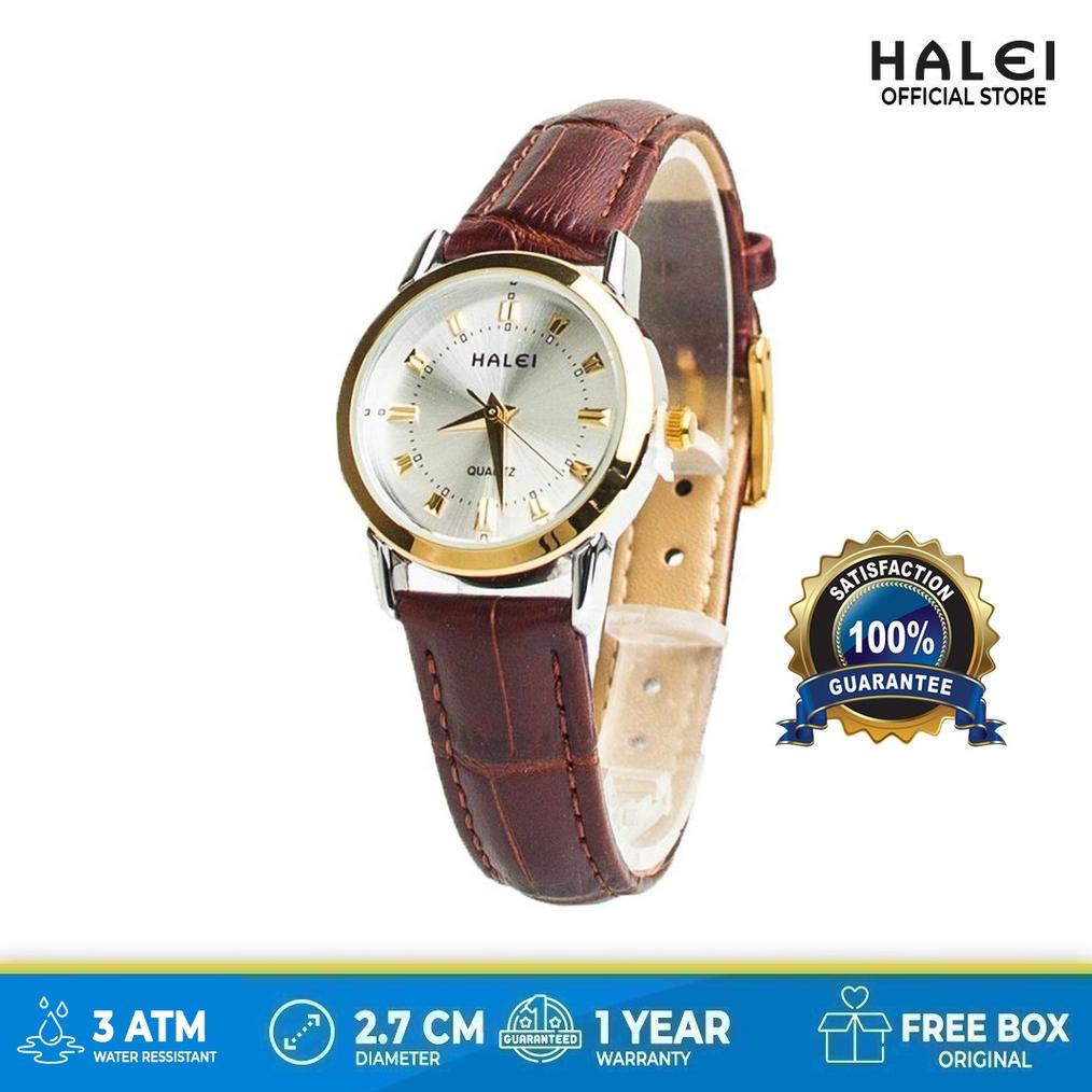 BISA COD Halei Jam tangan wanita kulit Tahan Air Garansi Resmi Free Box Original halei kombinasi 502