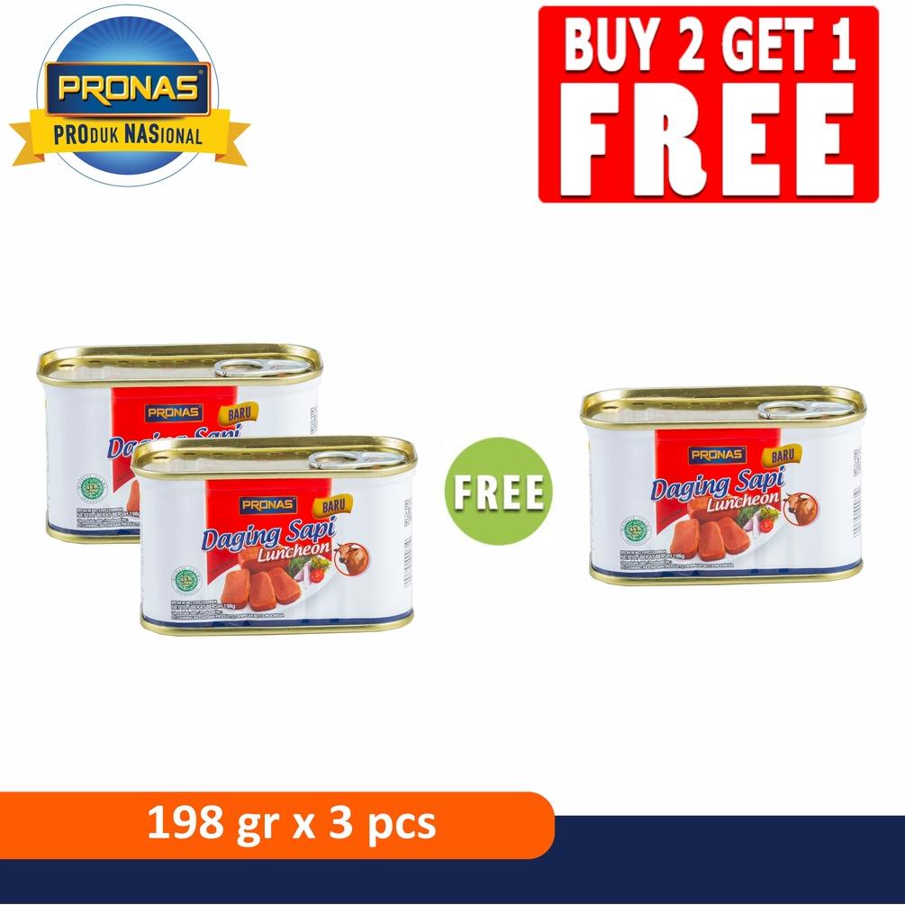 

gjo53 PRONAS Luncheon Sapi 198 gr Buy 2 Get 1 Perfect