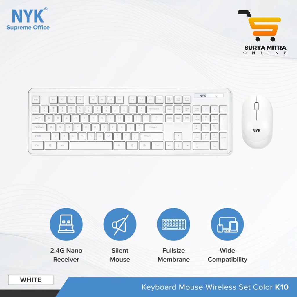 NYK Keyboard Mouse Combo WIreless K10 Silent Combo 2.4Ghz