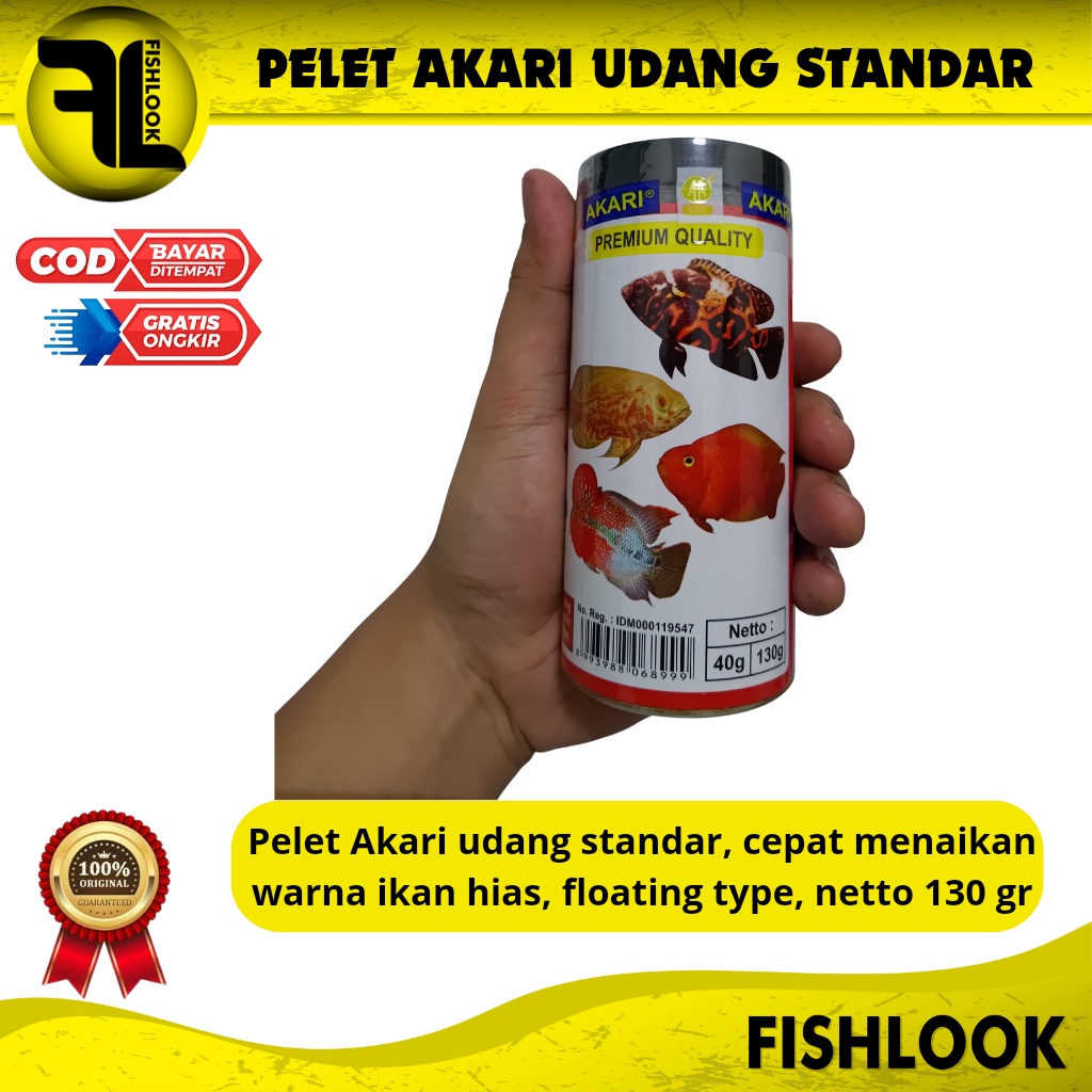 Akari Udang Standar Super Astaxanthin 40 Gram Pakan Ikan Predator Koi Koki Pakan Udang Rebon Kering