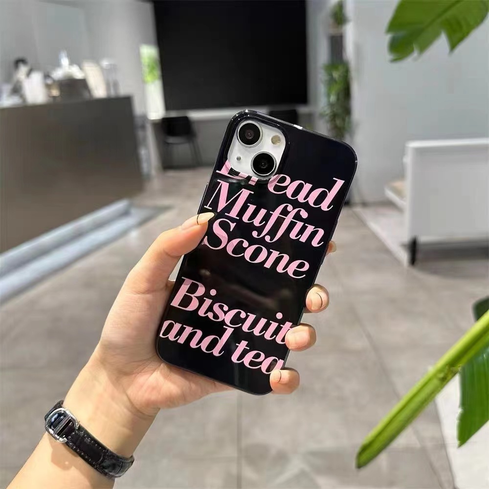 IPHONE Ins Rose Pink Inggris Cocok Untuk Iphone14 14pro 14plus 13 13mini 13pro 13prm iPhone12 7Plus 8Plus Xr XS 13 12mini Pro Max Empat Sudut Casing Ponsel Tahan Guncangan