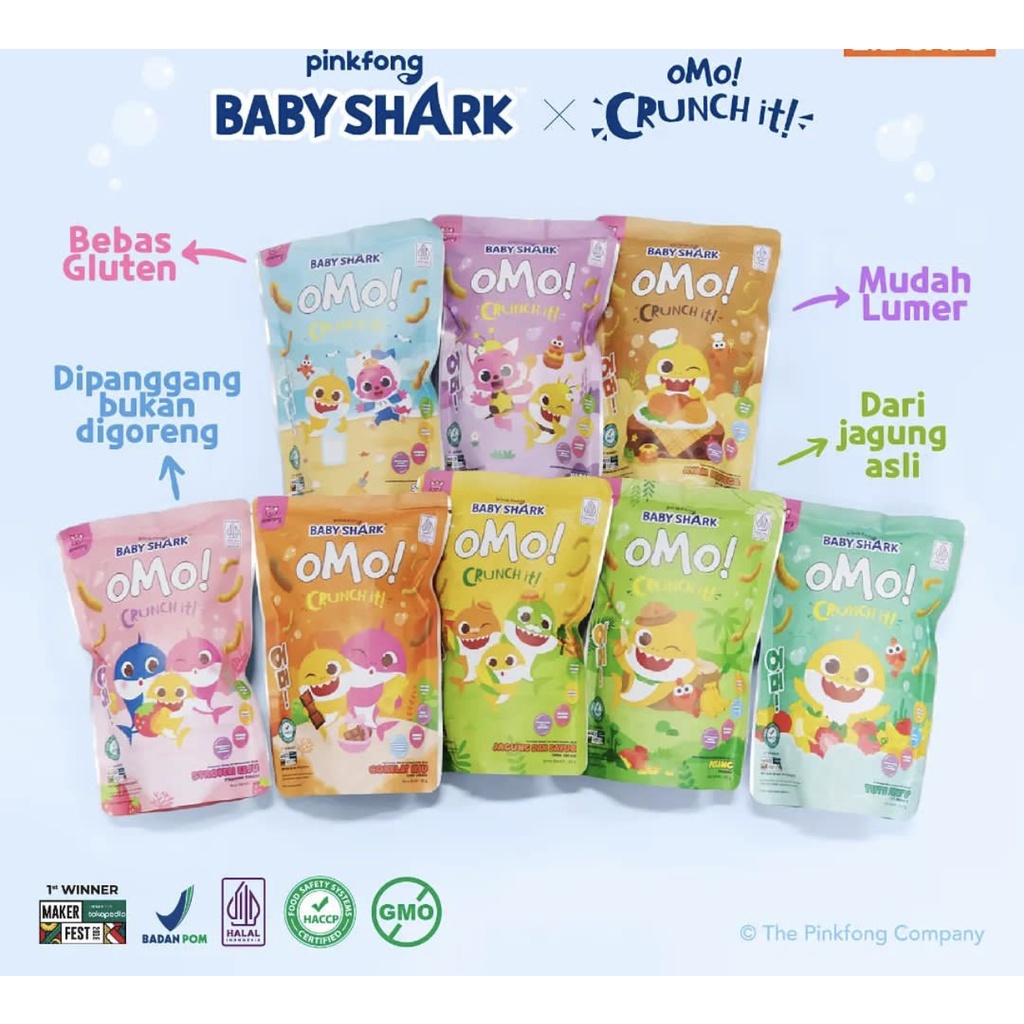 Omo Crunch It X Baby Shark Series 25g - Pinkfong Series - Snack Sehat Bayi - Cemilan Anak - Omo! Healthy Snack Termurah