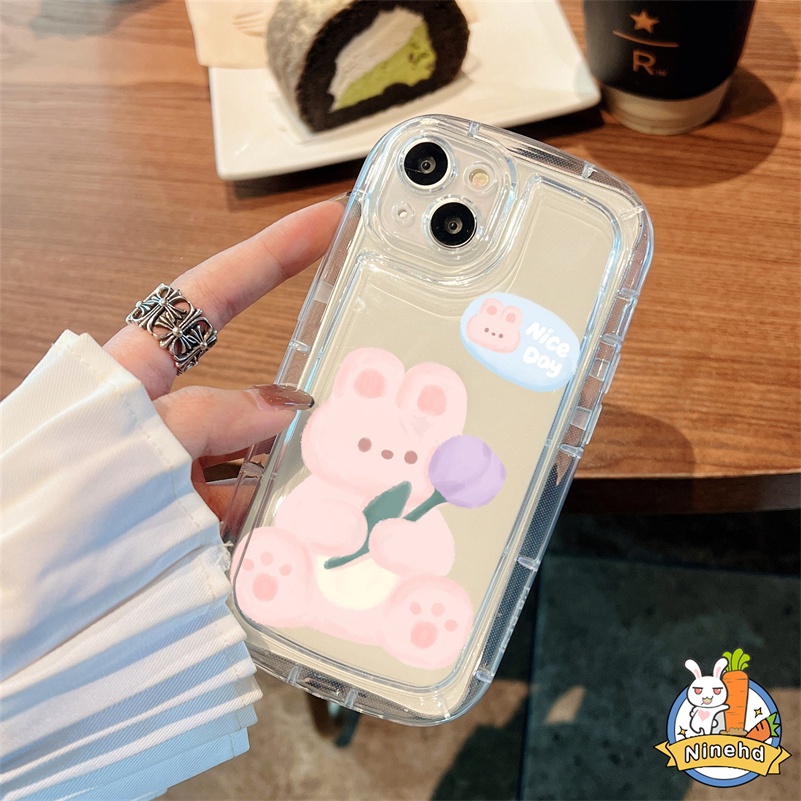 IPHONE Casing Kompatibel Untuk Iphone14 13 12 11 Pro Max X Xr Xs Max8 7 6 6s SE 2020 Plus Lovely Bear Air Cushion Phone Case Bening Silikon Airbag Shockproof Soft Case Cover Pelindung