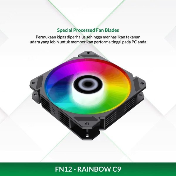 FAN CASE GAMEMAX FN-12 RAINBOW C9 120MM ARGB CPU COOLING FAN CASING