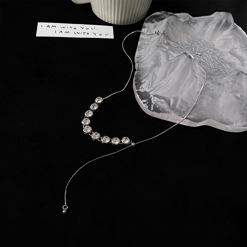 Kalung Wanita titanium zircon glitter Pengubah Ukuran Tarik