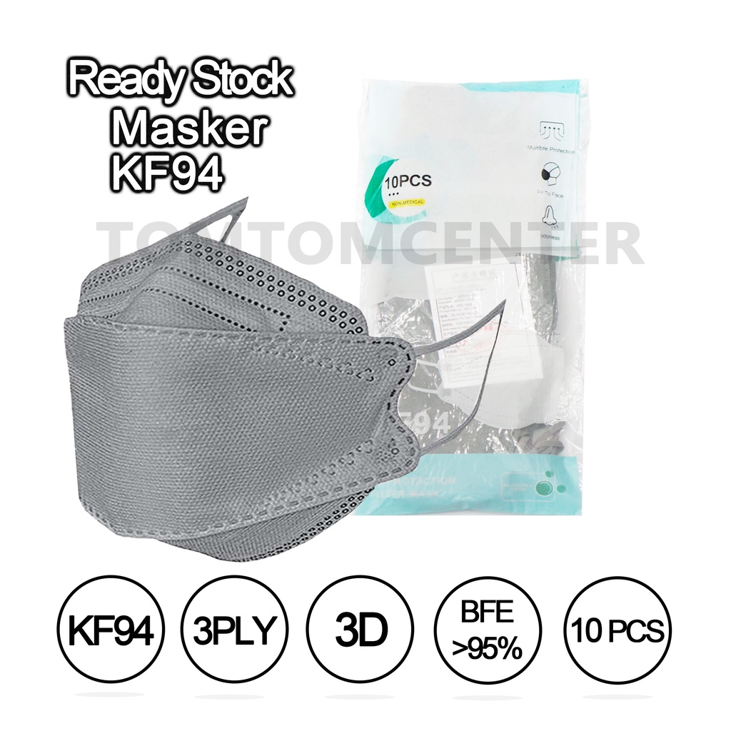 (Mouson) Masker Kf94 Mouson Isi 10 Pcs Warna Warni Hitam Putih Abu Murah