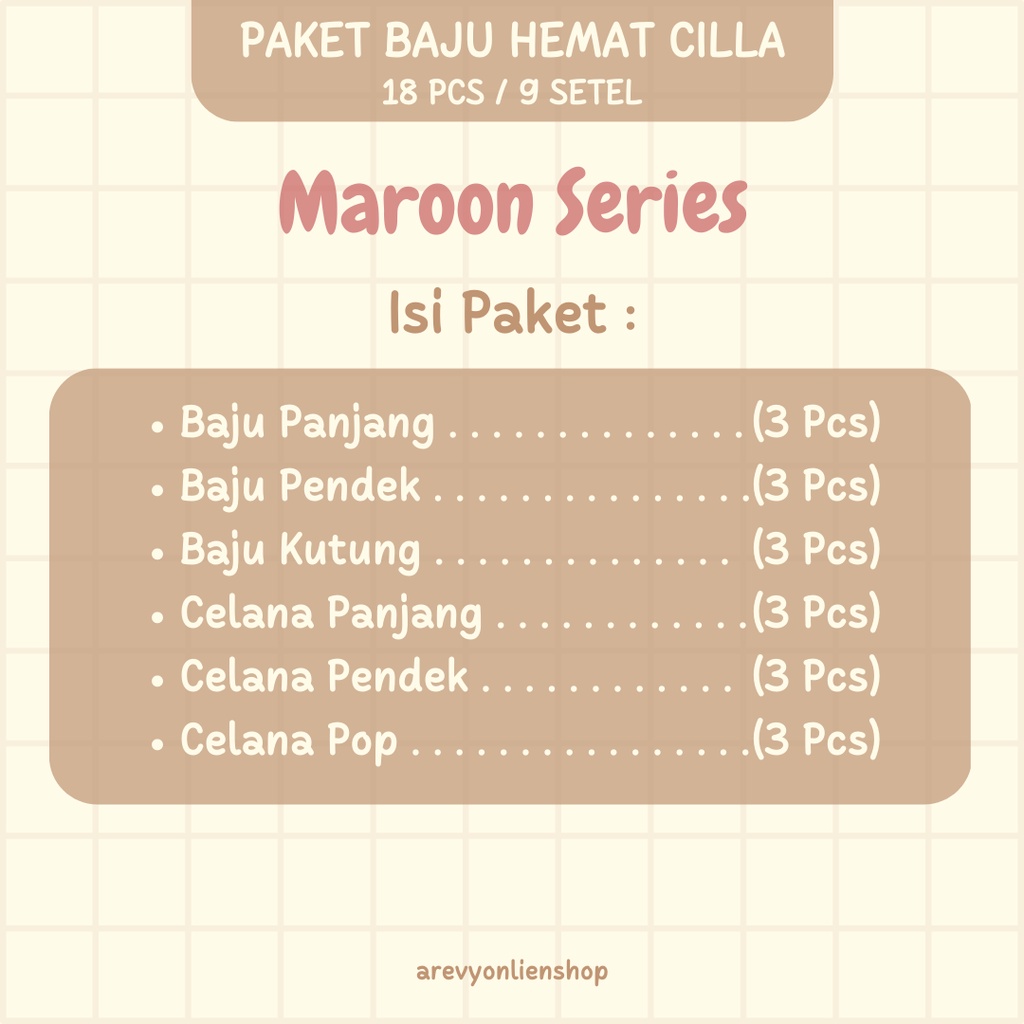 Paket Baju Bayi Newborn Cilla Baby 0-3 Bln Seri Maroon Perlengkapan Bayi Baru Lahir &amp; Kado Baby Giftset arevyonlineshop Paket Lahiran Setelan Baju Bayi Celana Bayi Baru Lahir Baju Panjang Celana Panjang Baju Pendek Celana Pendek Baju Kutung Celana pop