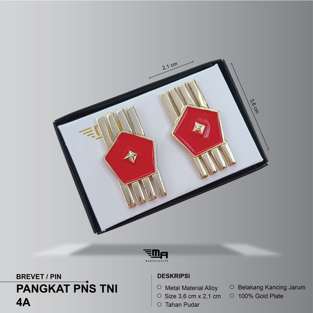 PIN PANGKAT PNS TNI 4A PDH BRIVET BREVET WING PIN PANGKAT PNS TNI 4A