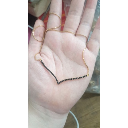 Kalung koye liontin mata putih emas asli 420 42% kuning cantik elegan