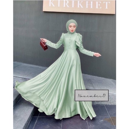 baju gamis wanita remaja terbaru lebaran 2023 - Maxi Euphoria dress gamis kekinian bahan satin velve