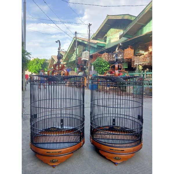 SANGKAR KANDANG KACER BULAT CMS JATI DIM 48CM / POKSAY,CUCAK IJO/ROWO BISA PAKAI