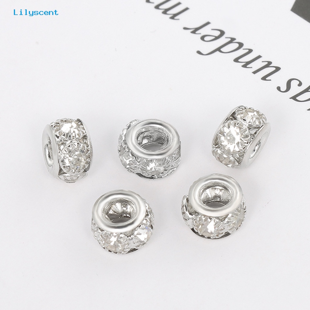 [LS] 100 Pcs 8mm Spacer Manik Shiny Rhinestone 6berlian Imitasi DIY Tembaga Perhiasan Kalung Membuat Aksesoris Buatan Tangan Perlengkapan Kerajinan Tangan