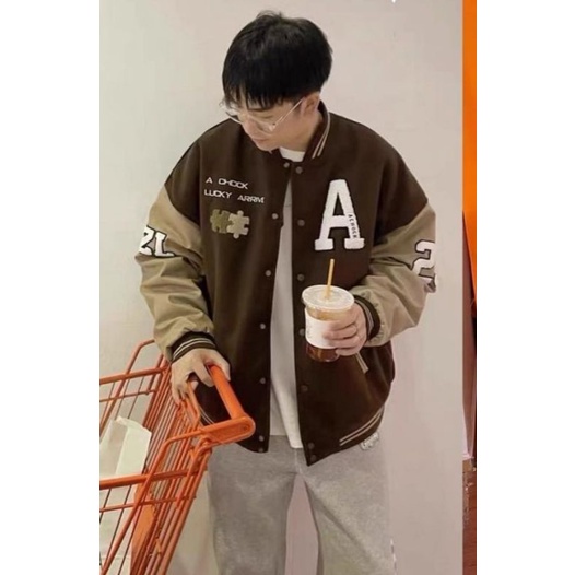 ACHOOK JACKET BOMBER BASEBALL WANITA - PRIA OVERSIZE | JAKET VARSITY BASEBALL KOREA | JAKET BASEBALL