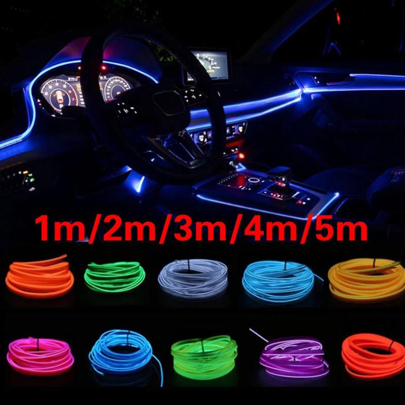 5m Mobil Suasana Interior Lampu 12V Mobil Fleksibel Cahaya Dingin Strip Lampu Dashboard Interior Mobil Led Strip Lampu H