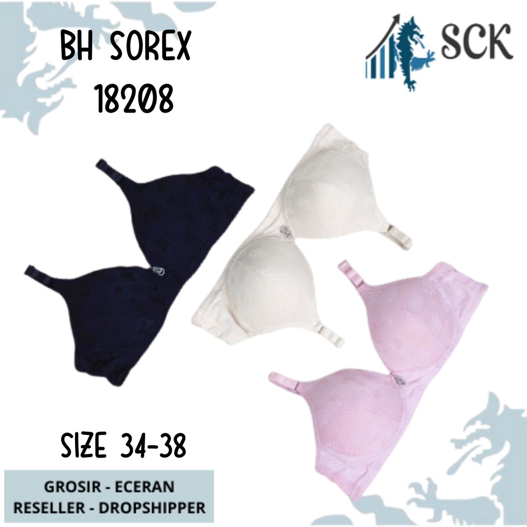 BH SOREX 18208 Tanpa Kawat Busa Tipis Motif Bunga / Pakaian Dalam Wanita - sckmenwear GROSIR