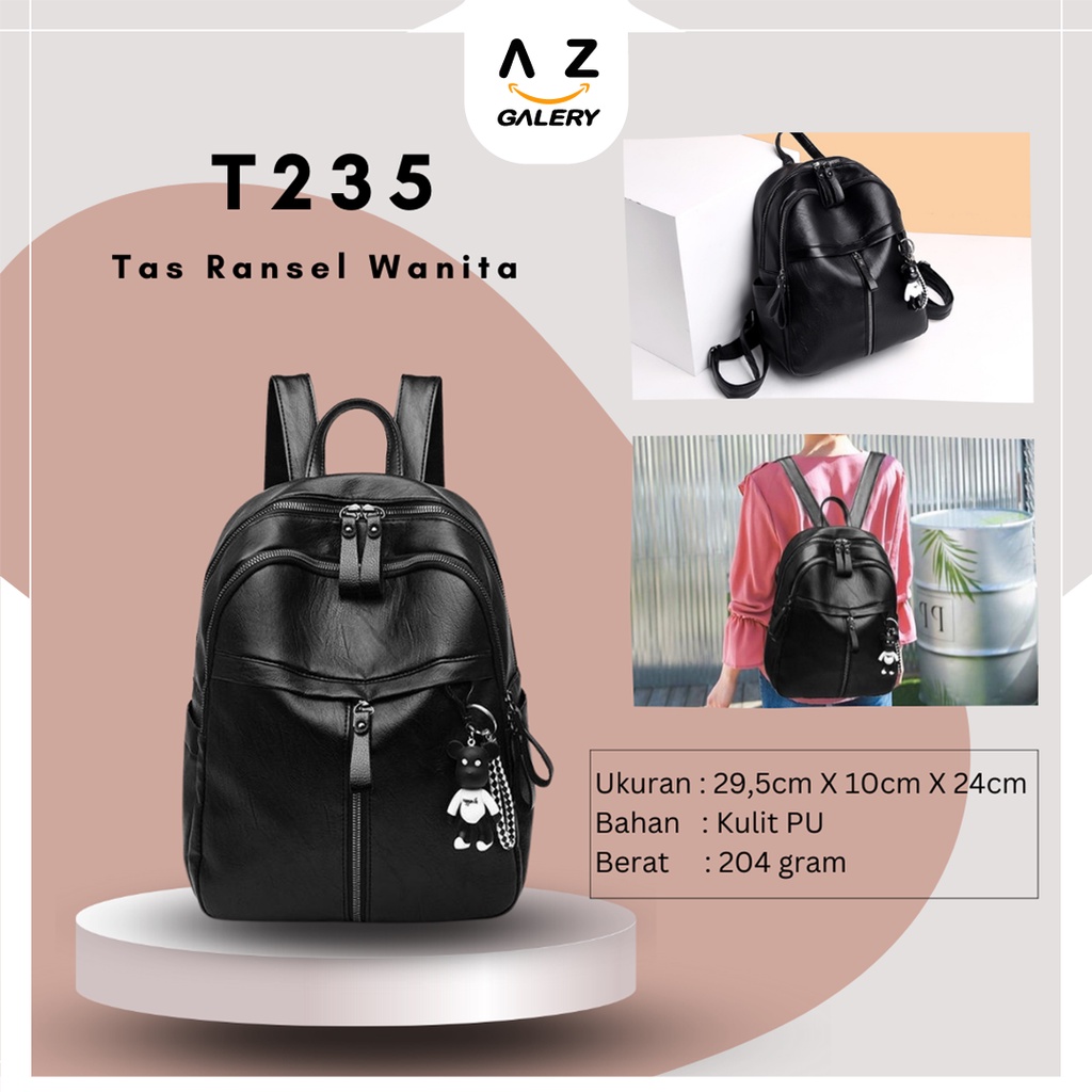 Tas Ransel Wanita Sling Bag Mini Kasual Tas Punggung Cewek Import Kulit PU Azgalery T235