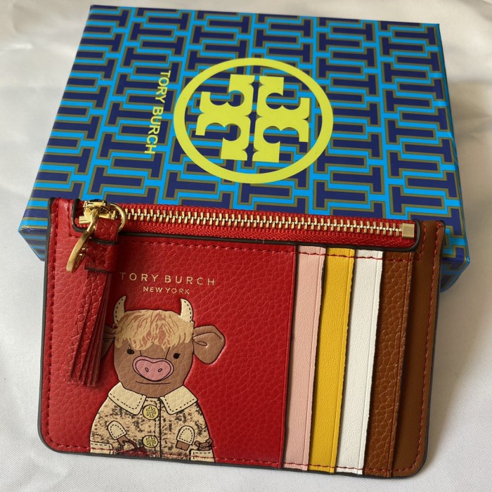 Dompet Tory Burch Card Holder Stripe Blue Pattern